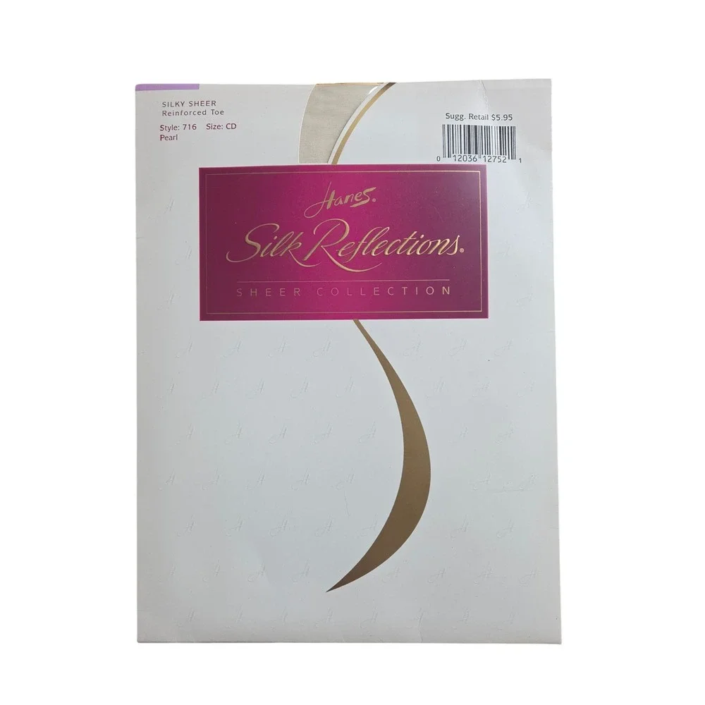 Hanes Silk Reflections Silky Sheer Reinforced Toe Pantyhose CD Pearl #716 NWT